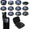 Phone Camera Lens Kit, 11 in 1 Cellphone Lens Kit for iPhone and Android, 0.63X Wide Angle+15X Macro+