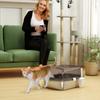 Cat Litter Box Stainless Steel, Cat Toilet with High Rim, Tray, Including Scoop, for Large Cats, 53x42x27cm, Charcoal Grey