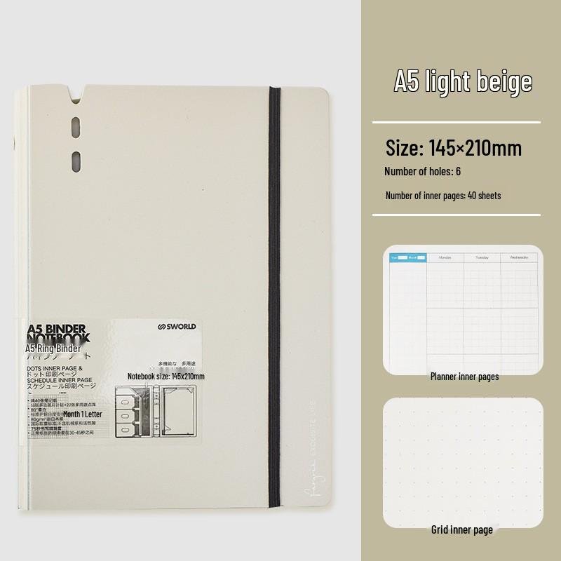 Компактный блокнот в японском стиле: Карманная книга A7, Блокнот A6, Съемный кольцевой блокнот A5