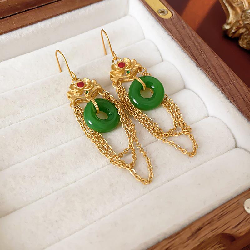 Гуофэн Серьги-кисточки с цирконом 'Серебряная игла', Ретро Легкая роскошь Высококлассные серьги-гвоздики Нишевые Универсальные серьги