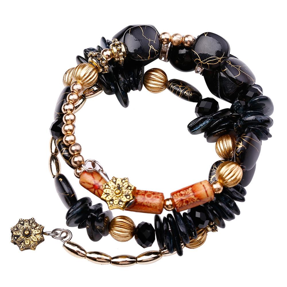 Vintage Colorful Natural Stone Beads Bracelet Bohemian Multilayer Fashion Bracelets for Women and Men Bangles Jewelry
