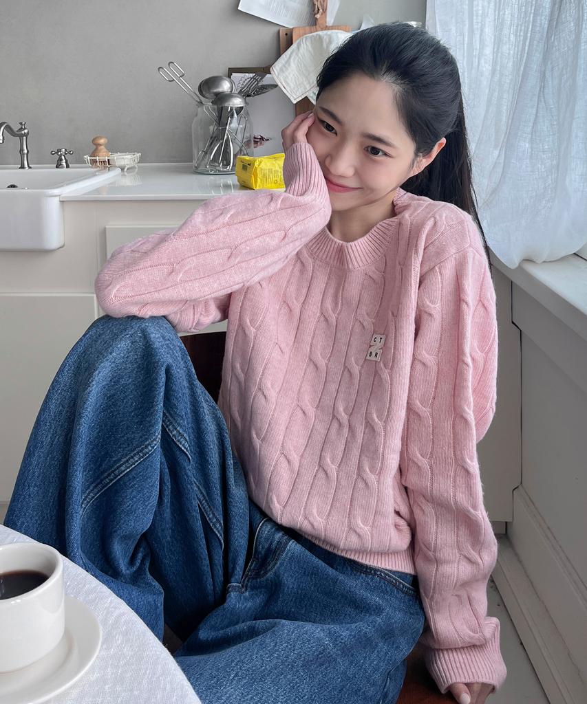 CITYBREEZE Essentials Logo Wappen Cable Knit_Pink