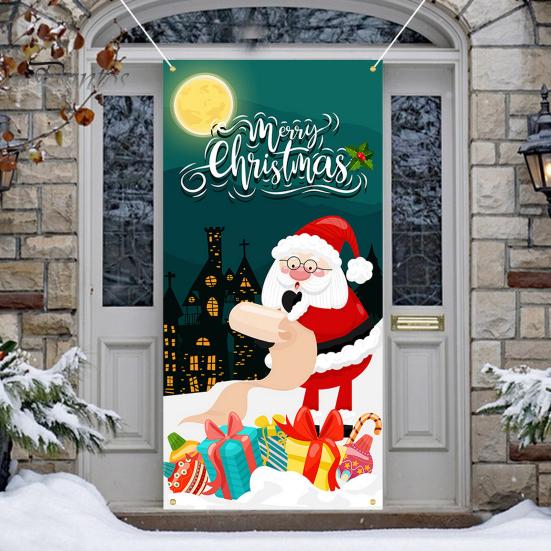 Рождественский занавес, баннер, многоразовый, легко повесить, праздничный дверной чехол для украшения дома, фотосъемка