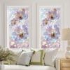 Flowers Window Privacy Film Stained Glass Tulip Butterfly Window Cling Static Glass Sticker for Home Kitchen Office