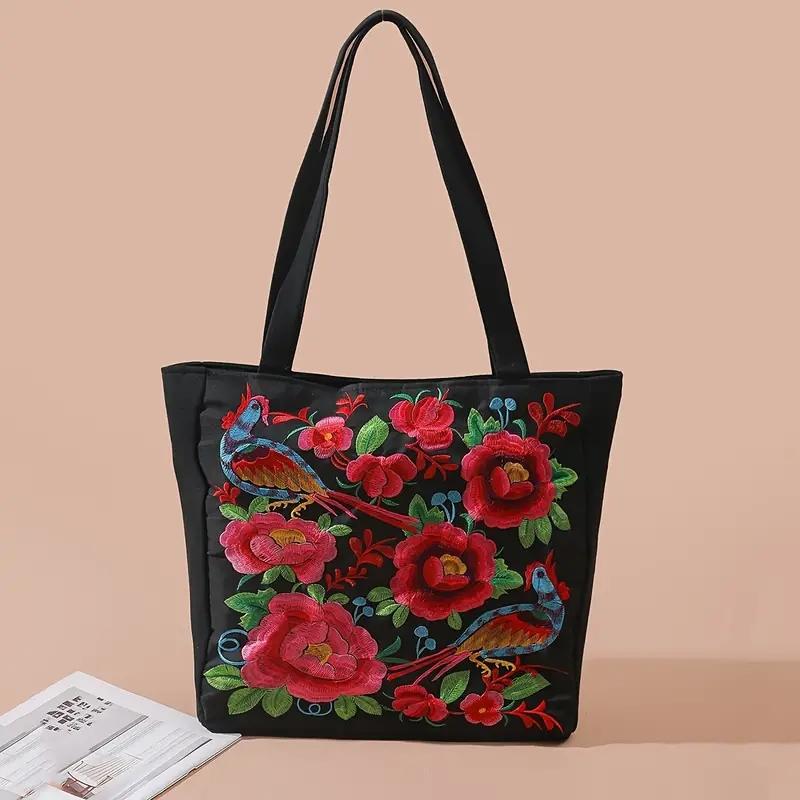 Embroidered Canvas Bag Ethnic Phoenix Embroidered Women's Shoulder Bag Casual Handbag