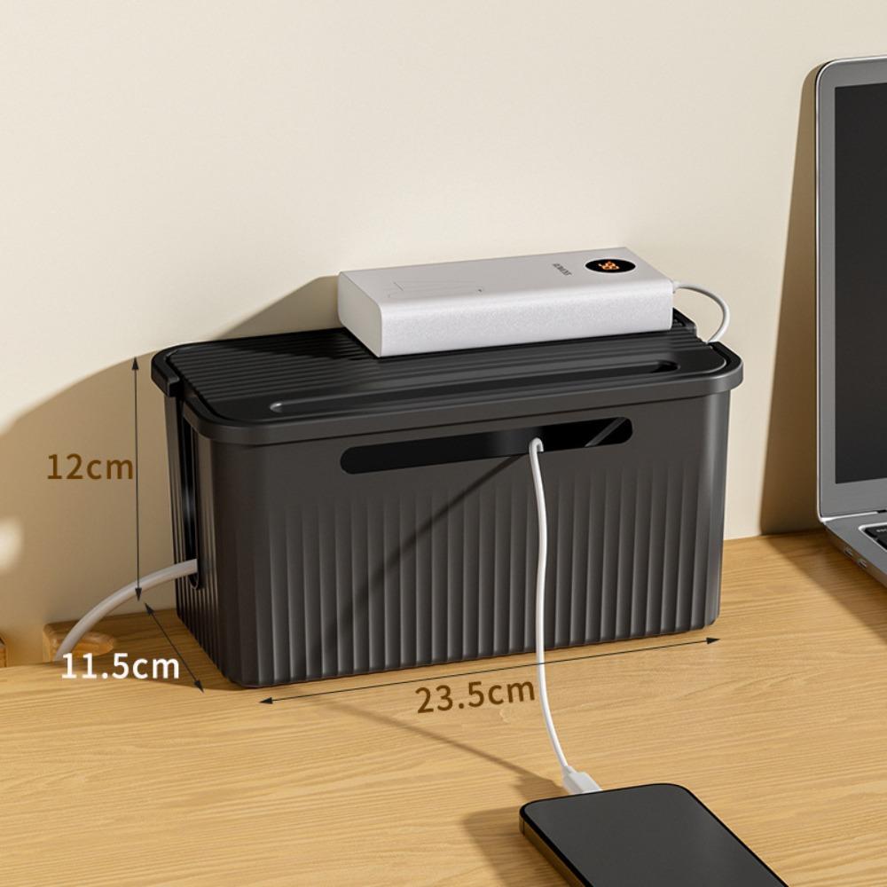 Durable Plastic Cable Storage Box Multi-Purpose Cord Organizer Desktop Storage Box Charger Power Cord Case