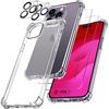 Protective Case - Silicone - for iPhone 15 Pro - Shockproof - 2 Tempered Glasses - Transparent