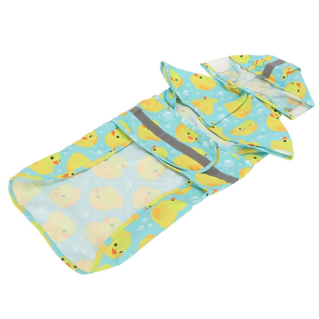 Pet Rain Jacket Duckling Pattern Waterproof Reflective Adjustable 4 Legs Hooded Dog Raincoat for Small and Medium Dogs M