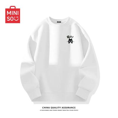 Мужской свитшот MINISO из плотного материала, свободного кроя, с круглым вырезом