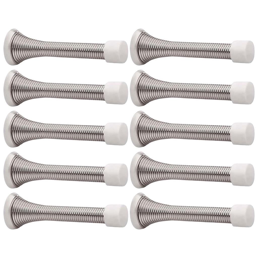 10Pcs Heavy Duty Spring Door Stopper with Rubber Bumper AntiCollision Wall Protector for Kitchen Bedroom Office