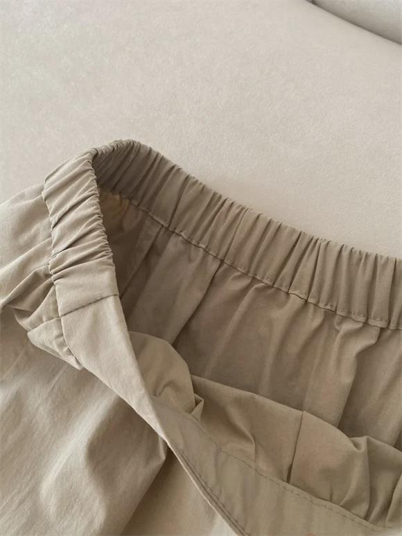 Новое поступление: Женская юбка А-силуэта с высокой талией из выстиранного хлопка - Свободная, повседневная, универсальная, в японском стиле, для весны и лета