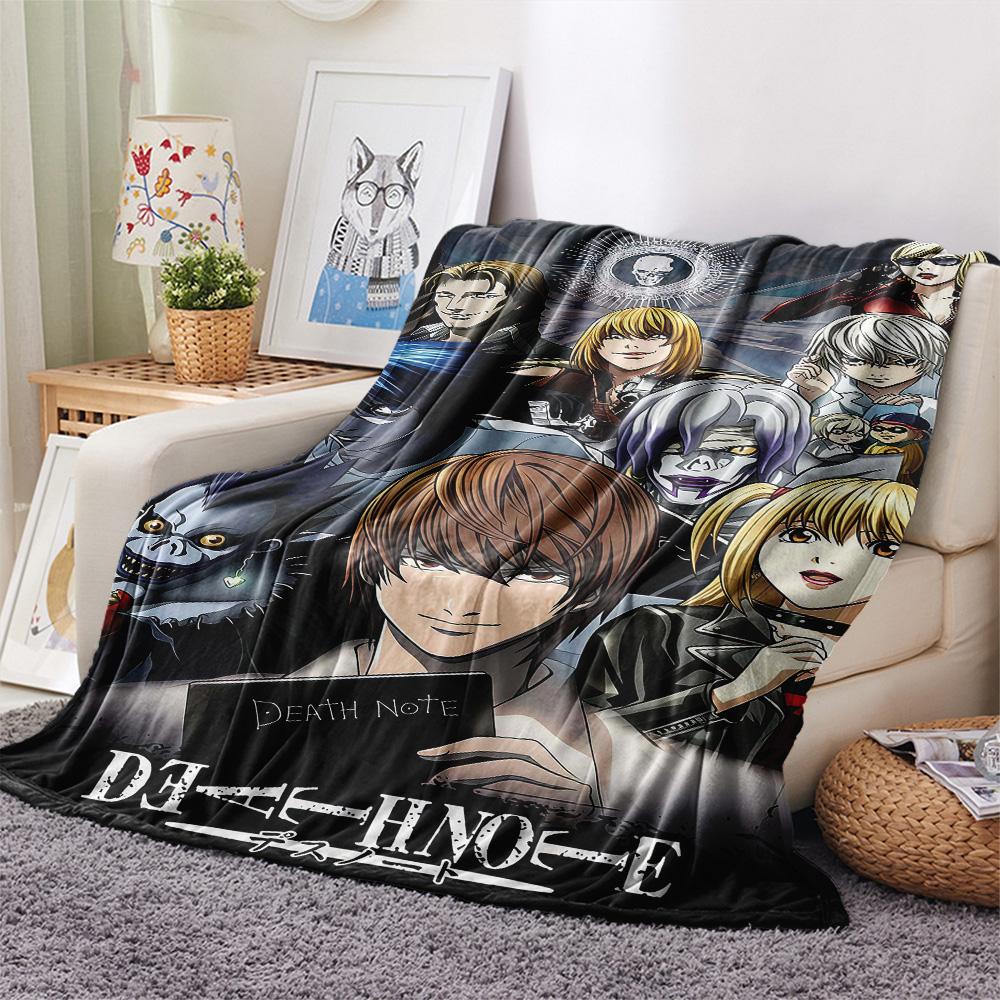 1Pc Death Note Print Flannel Blanket High Quality Warm Comfortable Cover for All Seasons Perfect for Gifts Home Decor