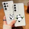 For Samsung S25 Edge S24 FE S23 Ultra A16 A56 A36 A15 A55 A35 Case Panda Pattern Clear Slim Shockproof Soft Silicone Phone Cover