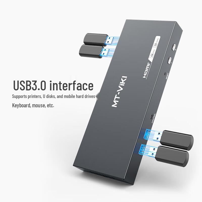 MT-viki HDMI KVM-переключатель, 2 порта, 2 монитора, 4K, двойной дисплей