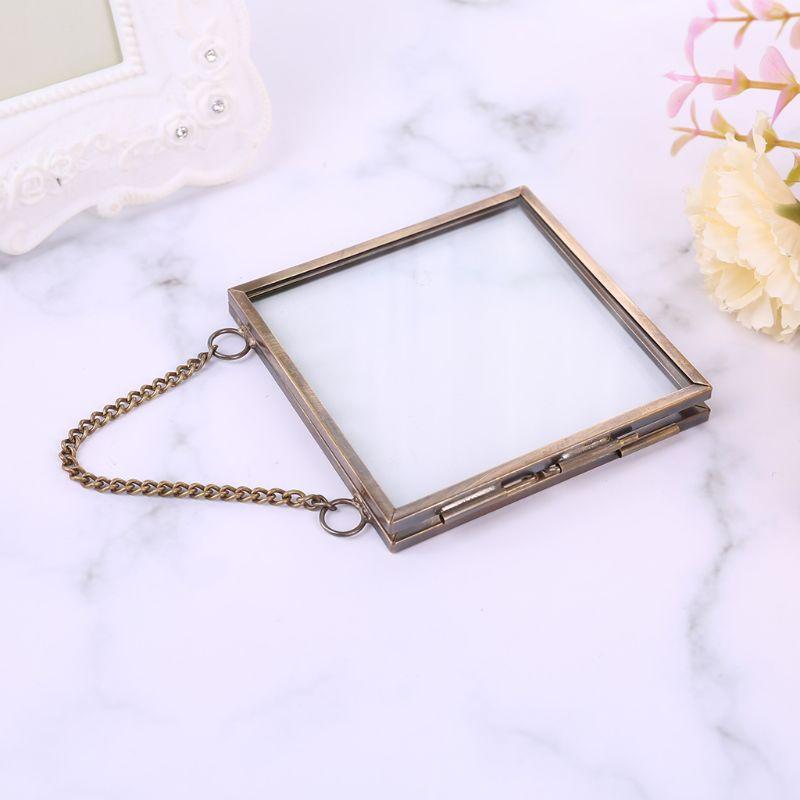 Antique bronze gift hanging picture picture glass metal picture frame vintage holder hanging picture frames home decor gift