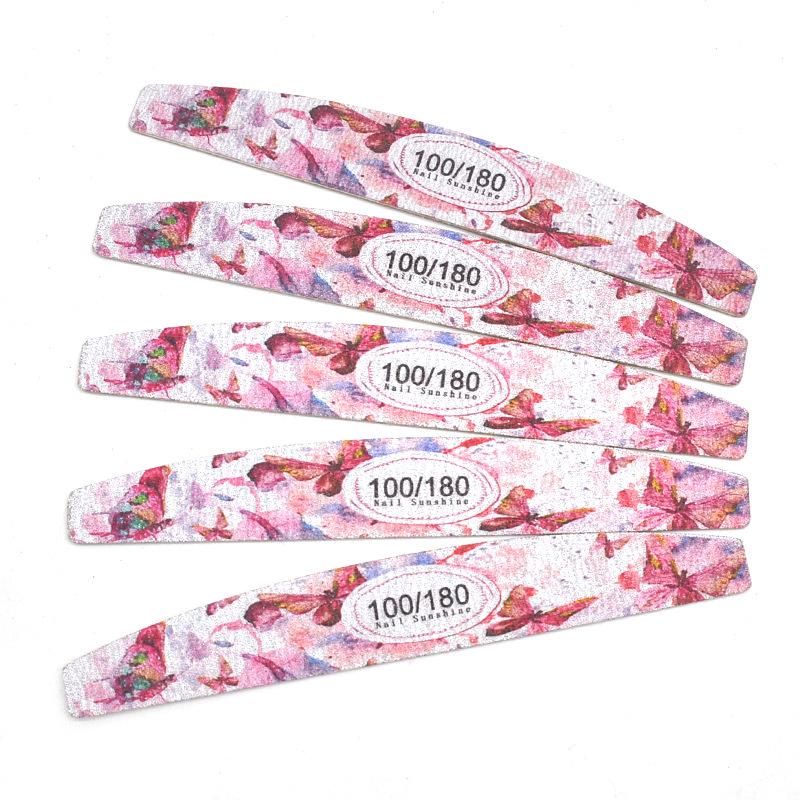 Пилка для ногтей в форме полумесяца с принтом бабочек - Тонкая деревянная щепка, инструмент для придания формы и шлифовки маникюра