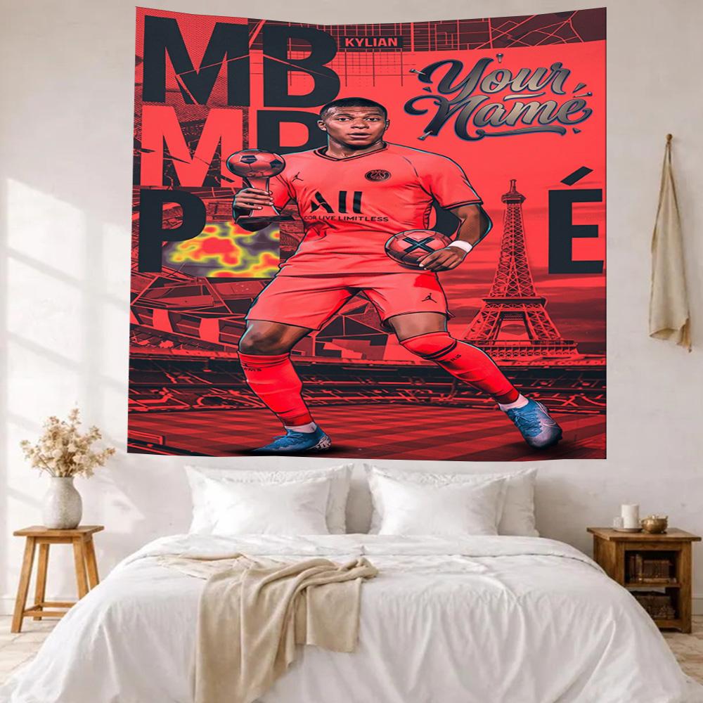 Mbappe Custom Your Name Wall Decor Tapestry Art For Pet Memorial Birthdaywedding Party Backdrop Family Gift