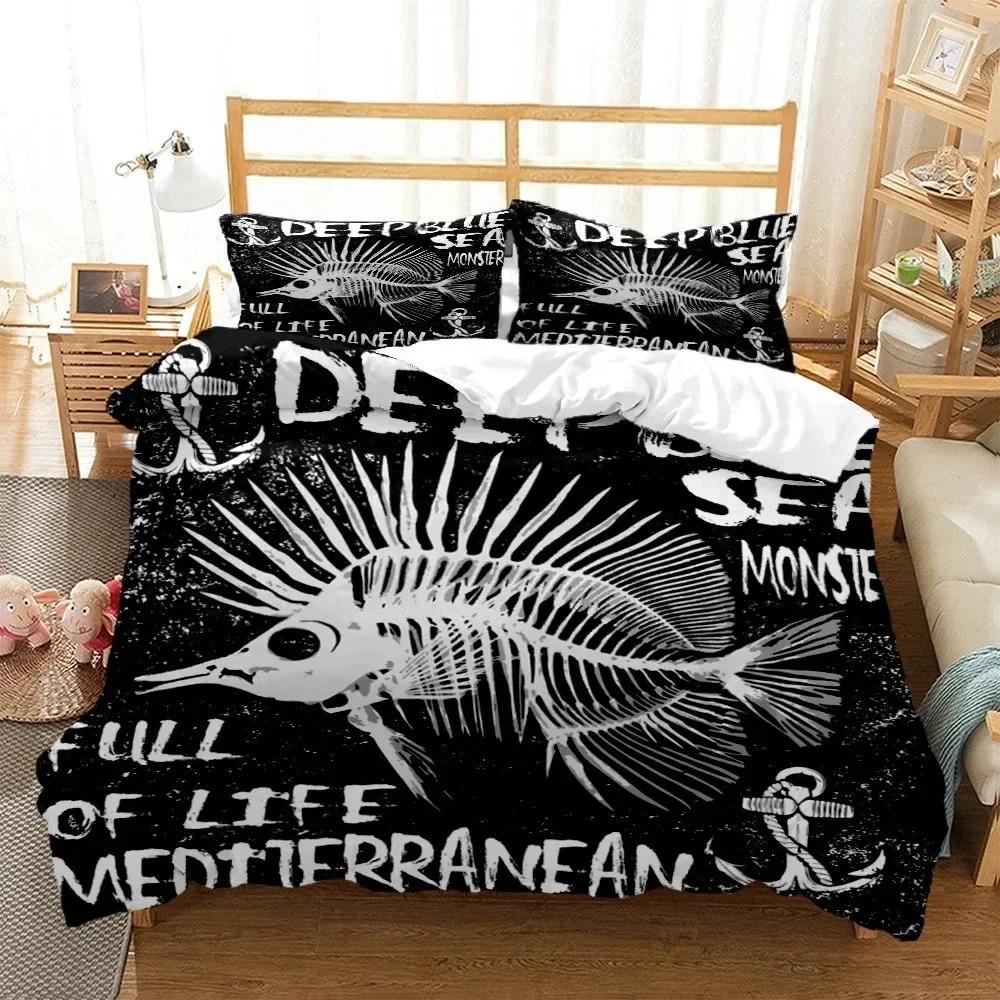 Mysterious Black Skeleton Digital Print Polyester Bedding Sets Child Kids Covers Boys Bed Linen Setfor Teens Bed Sheet Set