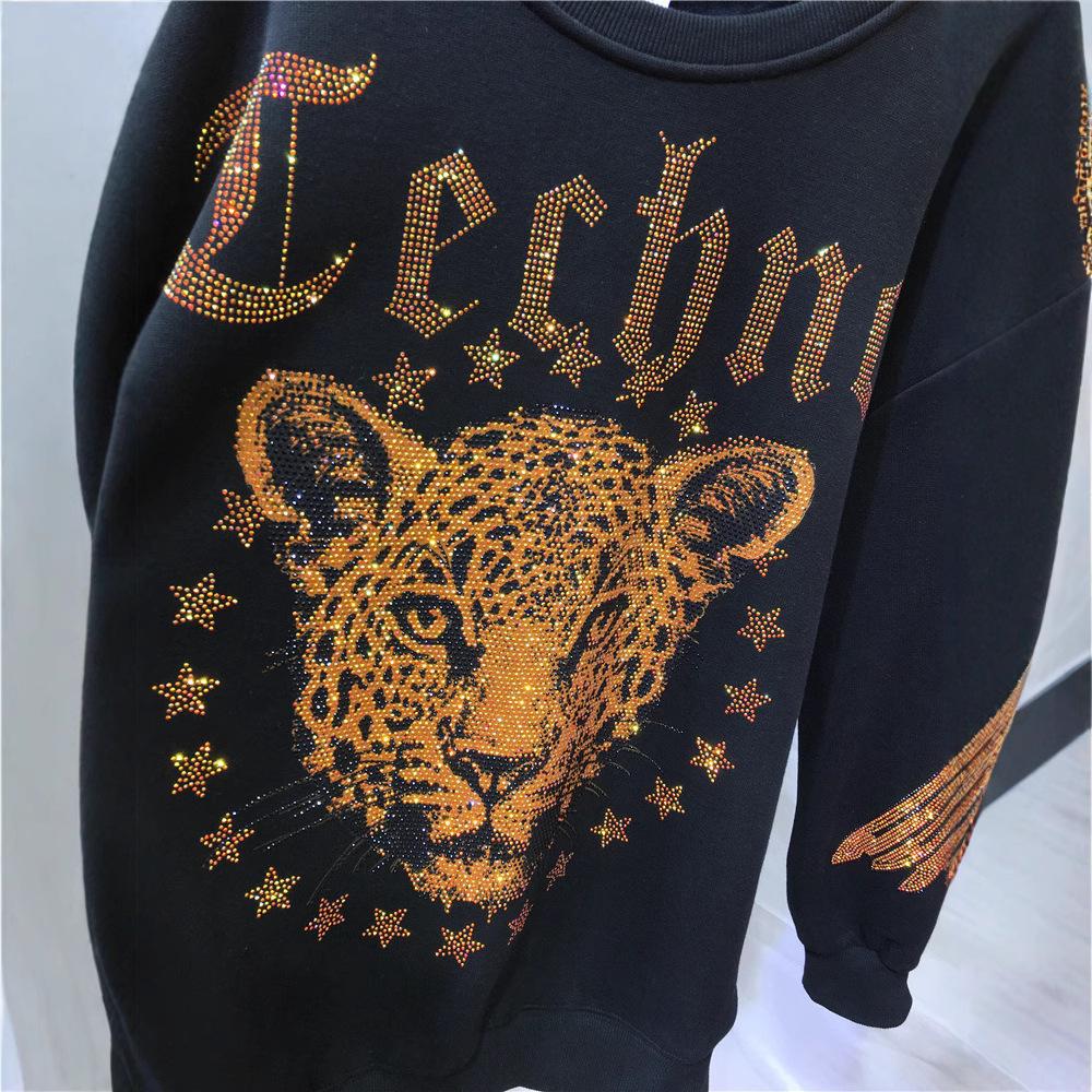 JKASHDK Женская мода повседневная весна осень плюс размер леопардовый принт длинный рукав О-образный вырез пуловеры и длинные рукава