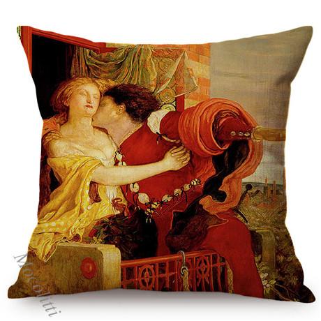 Euro Vintage Oil Painting Sofa Decoration Pillow Case Old Society Story Pattern Cotton Linen Square Cushion Cover Almofadas
