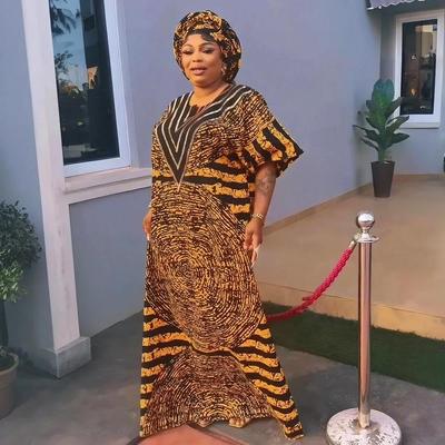 Женский длинный халат большого размера с африканским принтом и дизайном с горячей фиксацией