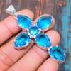 Cross Swiss Blue Topaz Gemstone Handmade 925 Sterling Silver Jewelry Pendant For Christmas Gift