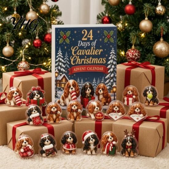 Puppy Advent Calendar 2026 Christmas Dog Calendar, 24 2D Acrylic Ornaments Countdown to Cartoon Festive Pendants for Tree, Holiday Party Home