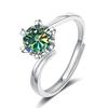 Bague Ringen Кольцо из стерлингового серебра 925 пробы, 1 карат, муассанит, ювелирные изделия с бриллиантами, снежинка, регулируемые кольца с шестью когтями для женщин