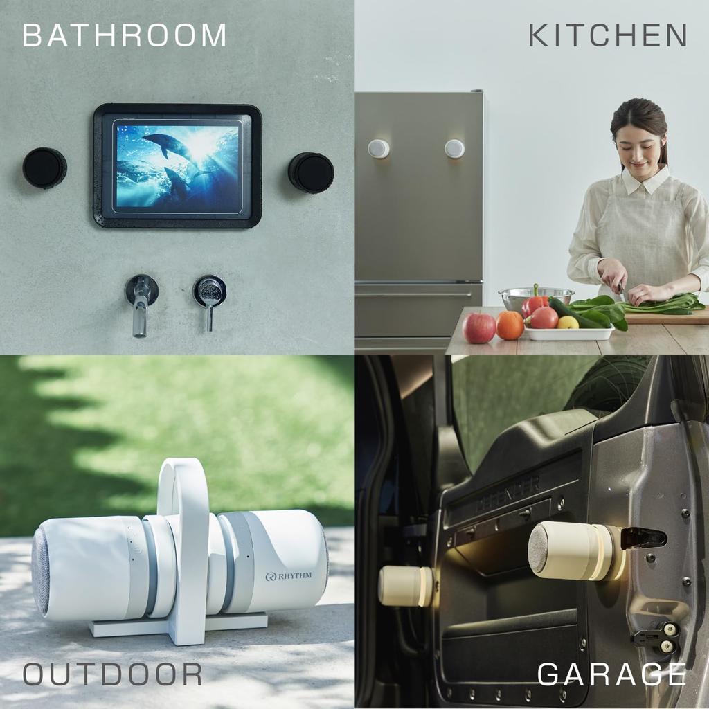 RHYTHM Bluetooth Speaker Stereo Compatible Design IP67 Dustproof Waterproof 20 Hours Continuous Playback Magnetic USB Charging Black 9YYA30RH02 [Good