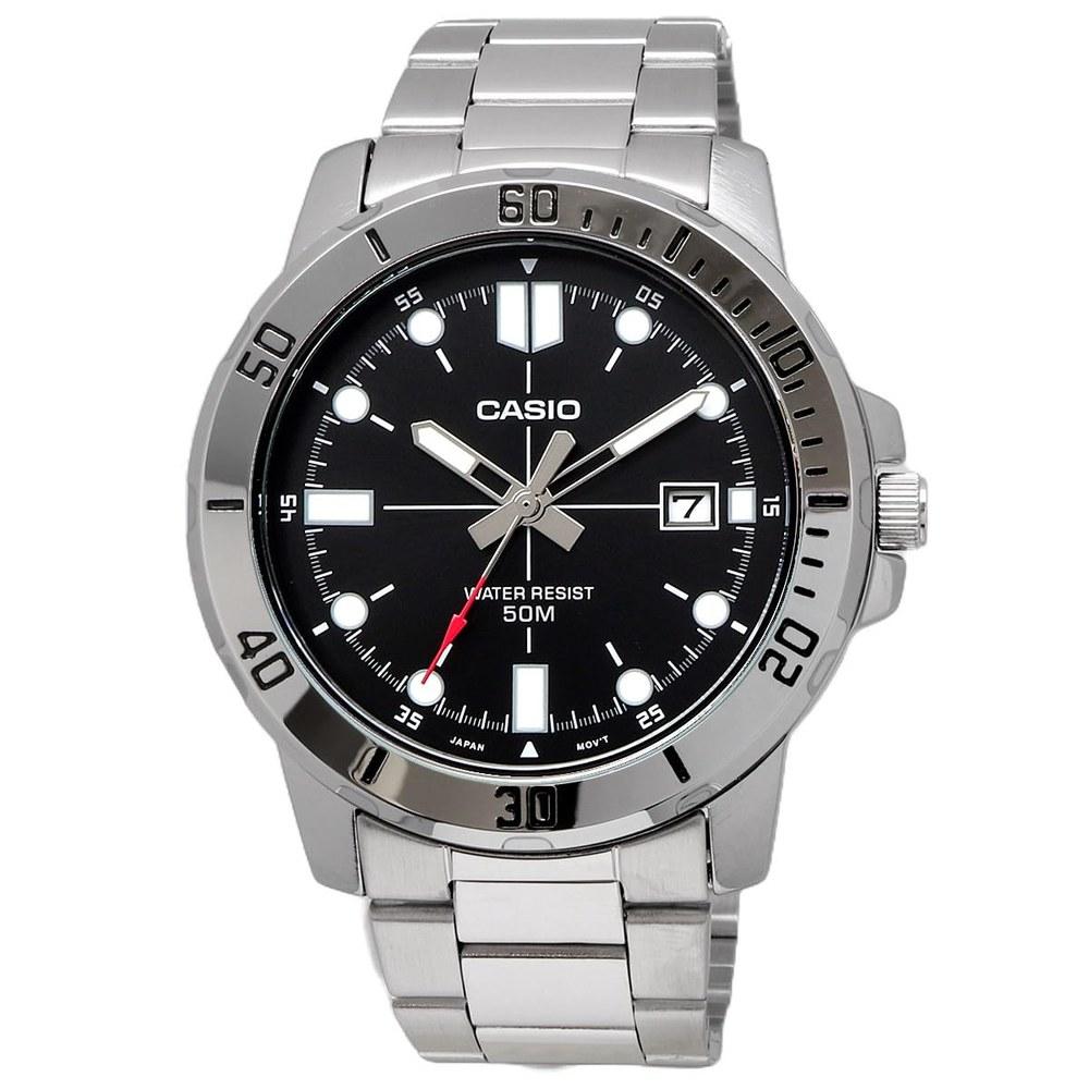 Casio Стандартные аналоговые кварцевые наручные часы MTP-VD01D-1EV Металлический ремешок Черный
