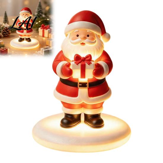 Xmas Tabletop Figurine Santa Claus with Warm LED Light Christmas Glowing Night Office Desk Ornament Light Decor Holiday Desktop for Home Bedroom