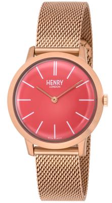 Часы ICONIC Pink Dial Stainless Steel Mineral Glass Quartz 34MM London Watch Black [Henry London] HL34-M-0272 Womens [Товар]