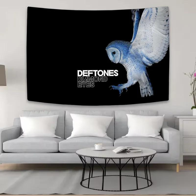 VIKAMA DarkThemed Band Tapestry Owl Pattern Bedroom Rock StudioGaming Room Decorative Tapestry Room Decoration