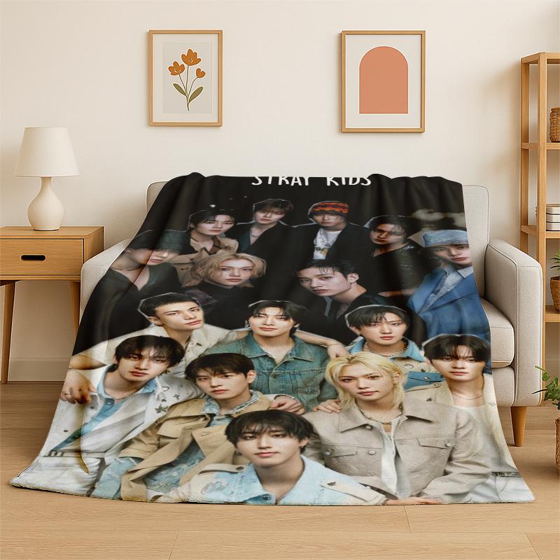 Kpop Stray Kids Музыкальная Звезда Фланелевое Одеяло Мягкое Теплое Плед для Спальни Гостиной Кровати Путешествий Кемпинга Пикника Подарок