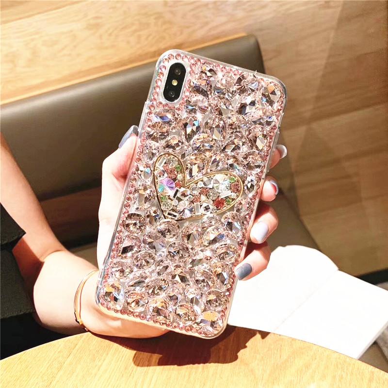 Чехол для телефона со стразами для iPhone Apple 17Promax Любовь 15 Цветной 16Pro Персонализированный Роскошный Xr