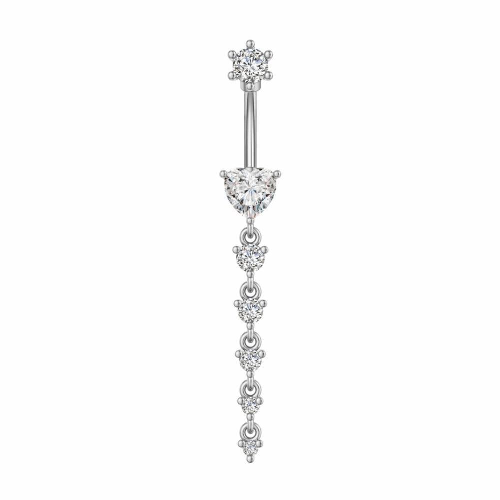 Copper Zircon Belly Button Ring Long Dangled Body Jewelry Sexy Stainless Steel Navel Piercing  Men