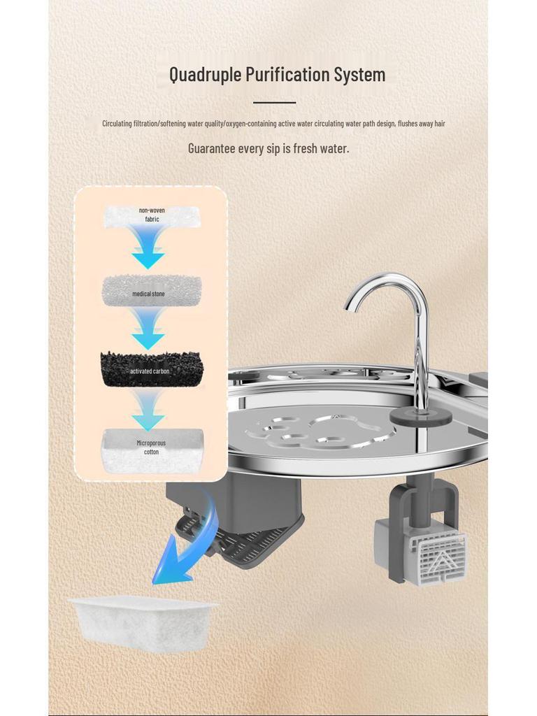 Stainless Steel Smart Pet Water Fountain - Automatic Cat Drinker