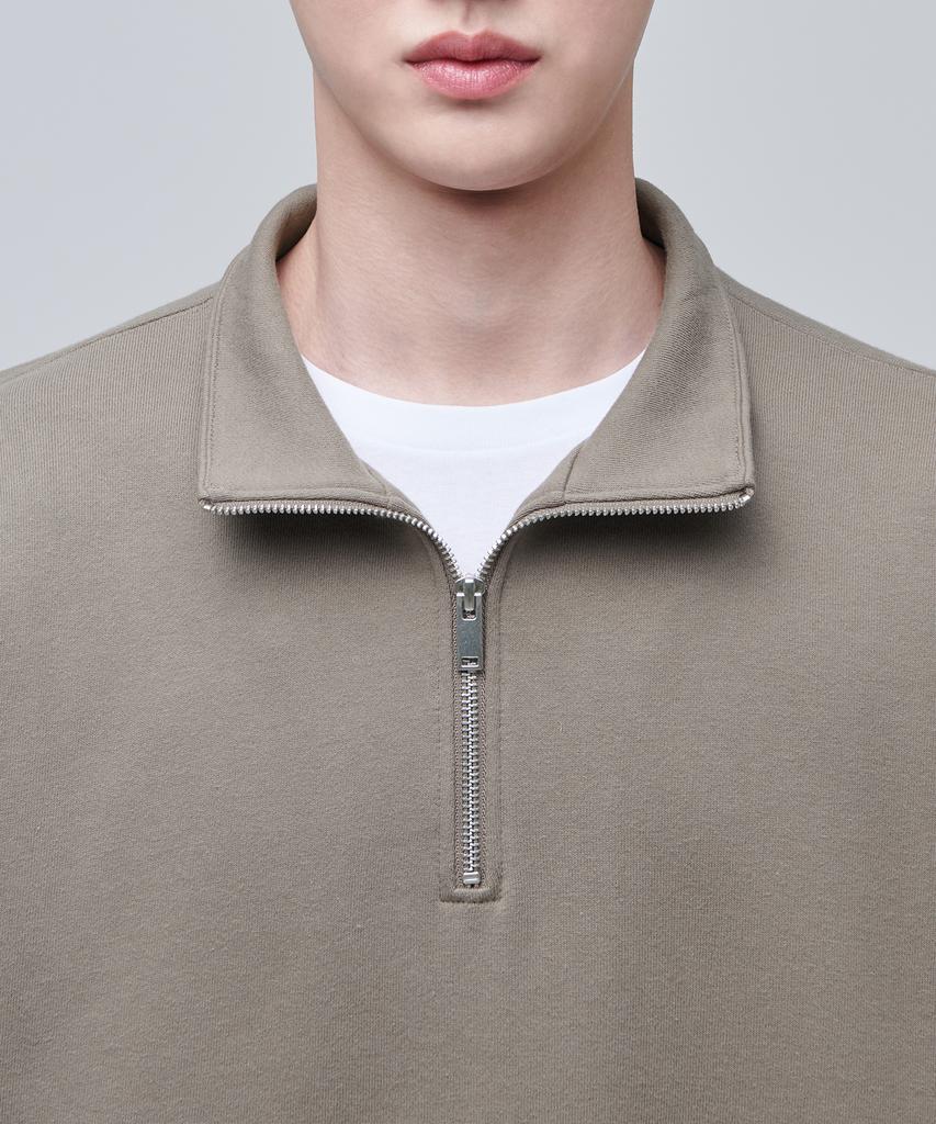 MUSINSA STANDARD Oversized Half Zip Sweatshirt [Dusty Beige]