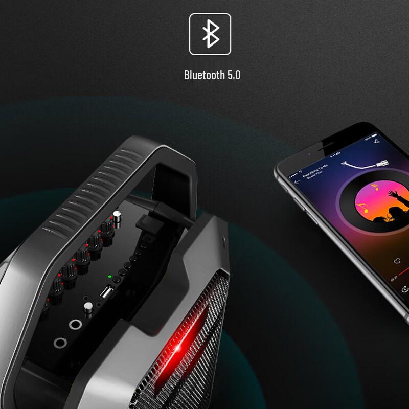 SHIDU K10 80 Вт Портативная уличная караоке-колонка с беспроводным микрофоном, штекер CN (адаптер в комплекте) (Китайская версия)