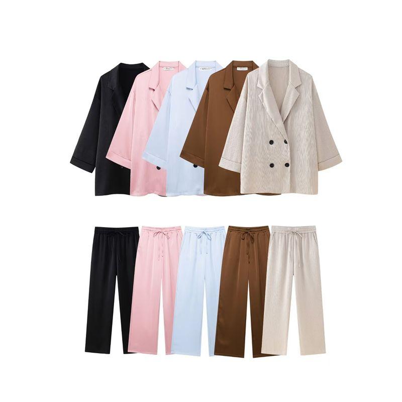 Kaslead New Arrival Women's Fashion Style Ruffled Suit Outwear Casual Pants 4387127 4387027