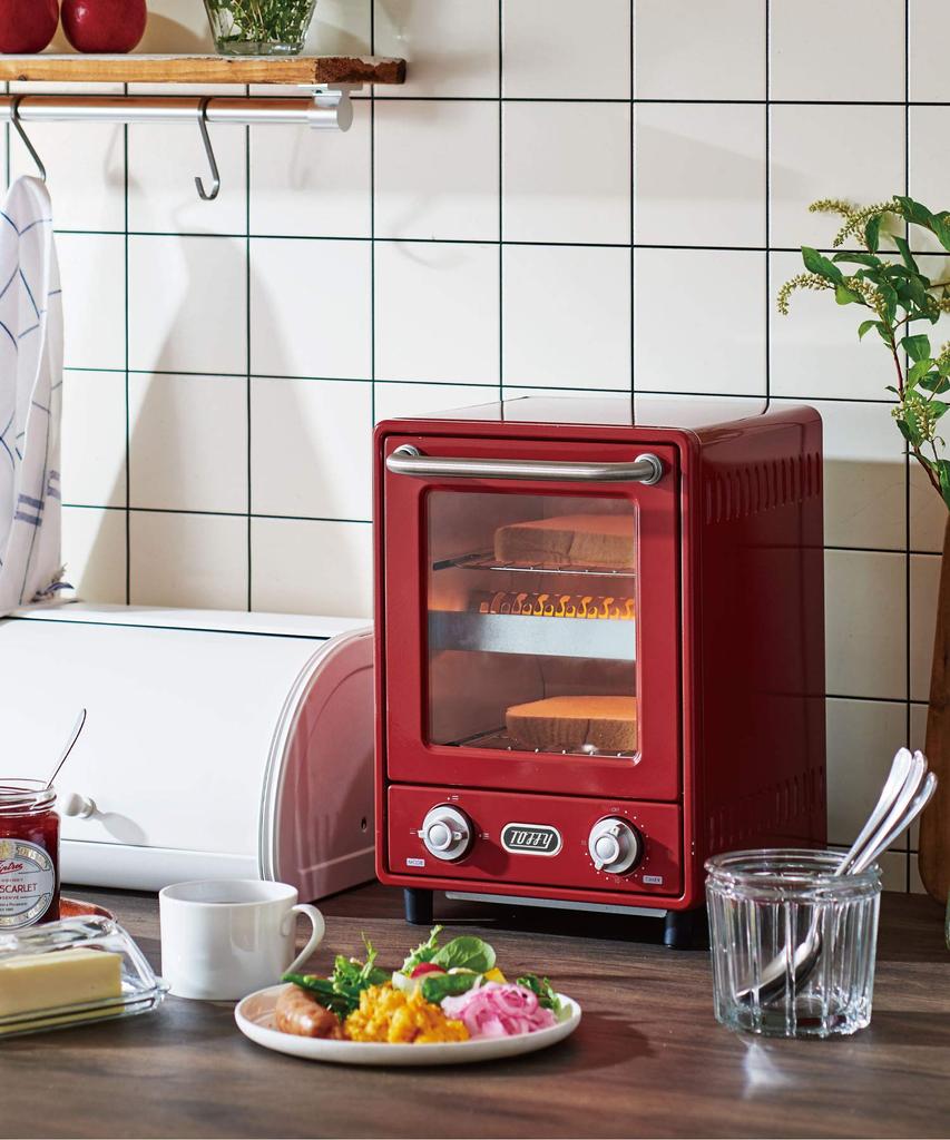 Тостер-духовка вертикальный тостер 2-х уровневый тостер новый тонкий ретро [Toffy] K-TS4 (Античный красный) К-ТС4-АР