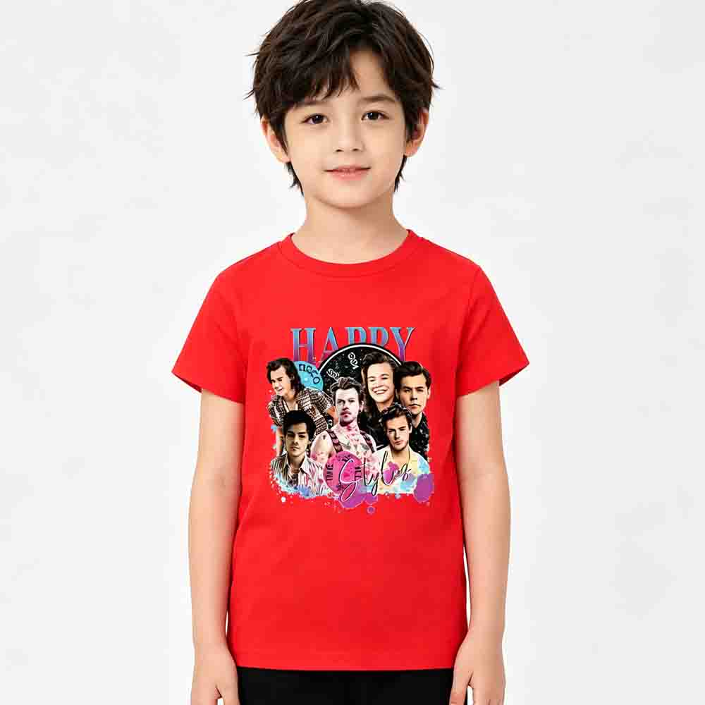 Kids Harry Styles Kiss All The Time Album 100% Cotton Unisex Shirt 2026 Summer O-neck Boys Girls Hip Hop Short Sleeve Tshirt Fan Gift