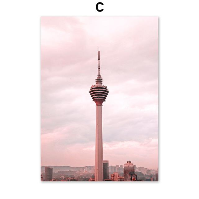 Romantic Sunset Landscape Painting Ferris Wheel Posters for Home Design Modern Decoration for Living Room Frameless Art Prints No Frame