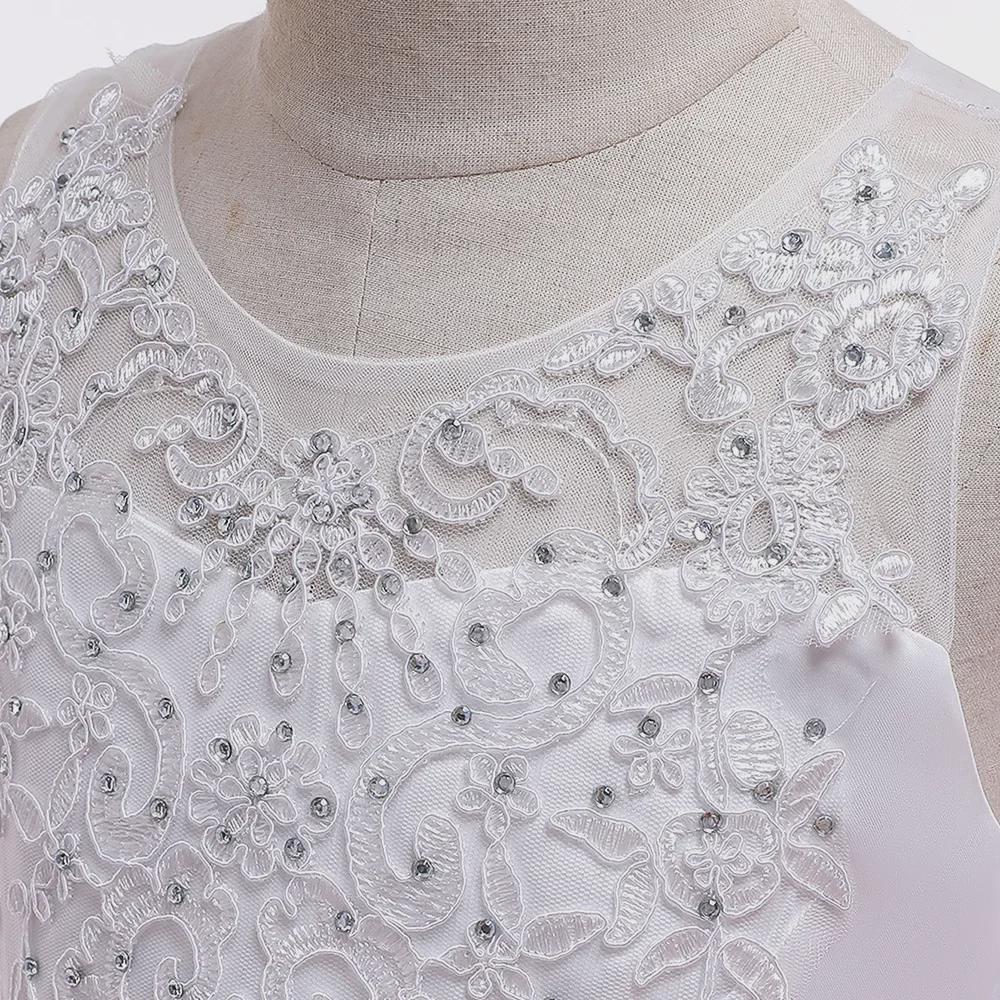 Свадебное платье принцессы с вышивкой 2024 года для девочек с хвостом-бантом