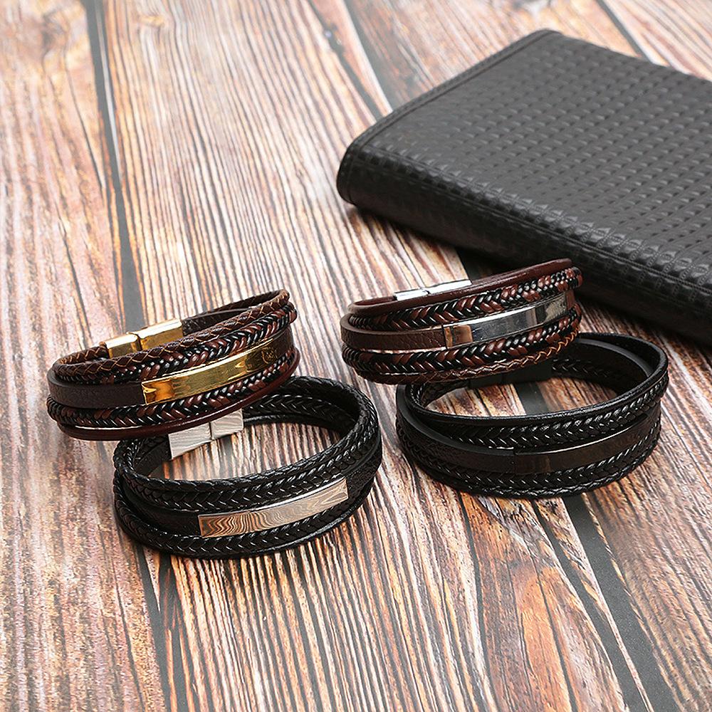 Hand-Woven Leather Bracelet Men Fashion Multi-layer Design Bracelet For Men Jewelry Gift