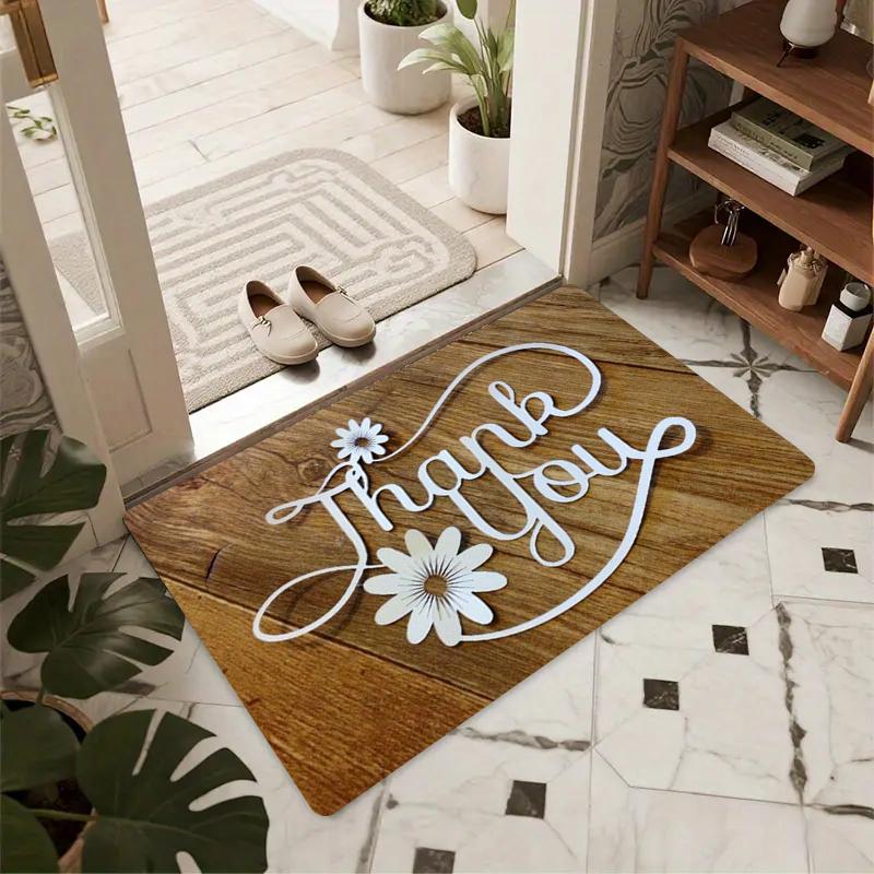 Винтажный коврик для двери с текстурой дерева, с рисунком в виде сердца «Спасибо», нескользящий напольный ковер для прихожей, гостиной, магазина, декор
