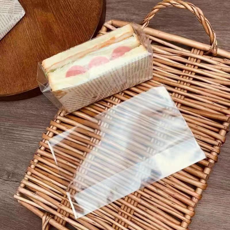 100Pcs Transparent Disposable Candy Gift Bags Flat Pocket Plastic Bag Bread Toast Cookies Baking Packaging Bag Supplies Party