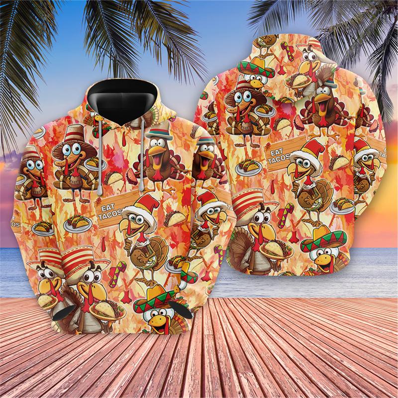 3D Happy Thanksgiving Printed Pullovers Turkey Lover Hoodies For Men Clothes Casual Farm Pumpkin Graphic Sweatshirts Boy Gifts