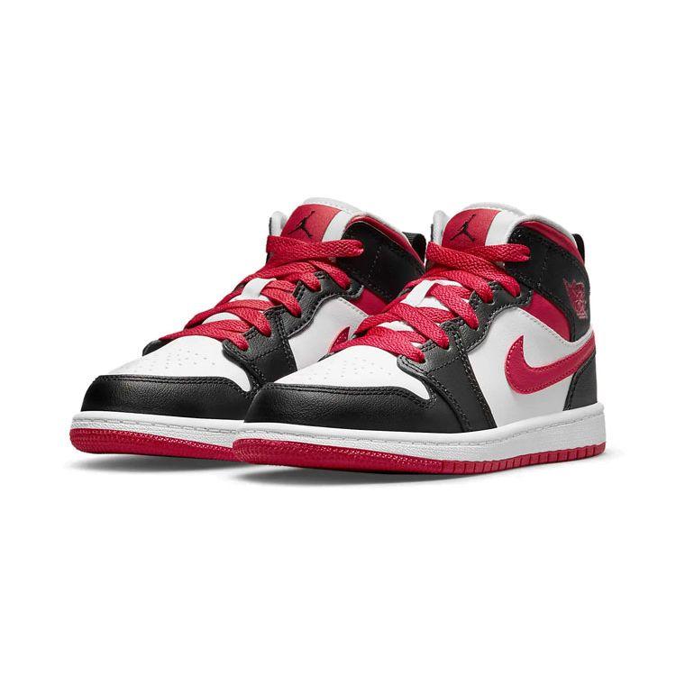 Кроссовки Air Jordan 1 Mid PS White Very Berry Kids Черные 640734-016