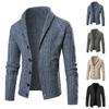 Men's Solid-Color Slim-Fit Thickened Cable-Knit New Cardigan Coat